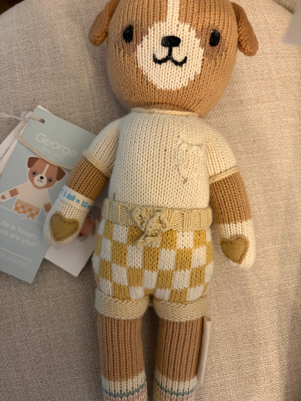 George Cream & Mustard Knit Bear Doll